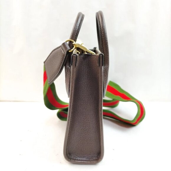 Gucci Hand Bag Brown Leather and Canvas 1194-040725 - Picture 3 of 13